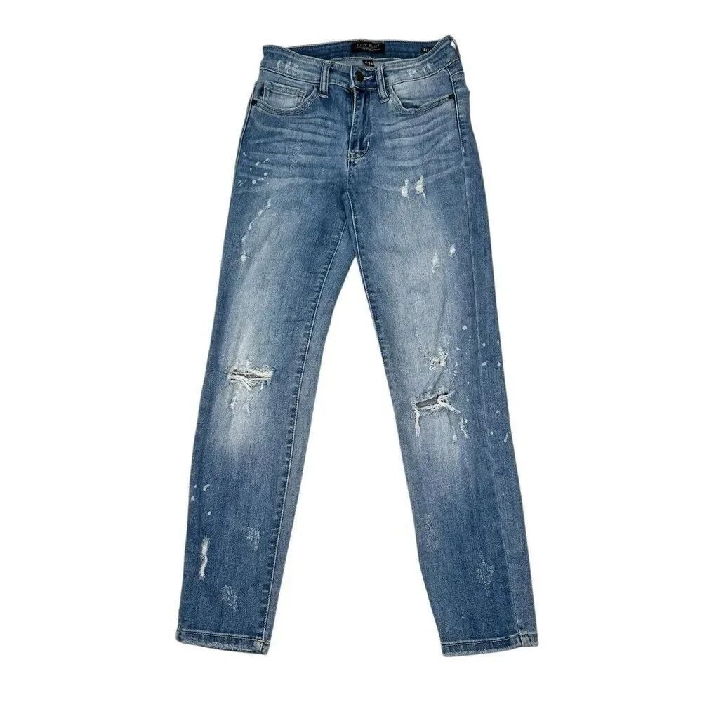 Judy Blue Relaxed Fit Ankle Distressed Stretch Style JB8273MD Women’s Size 1/25